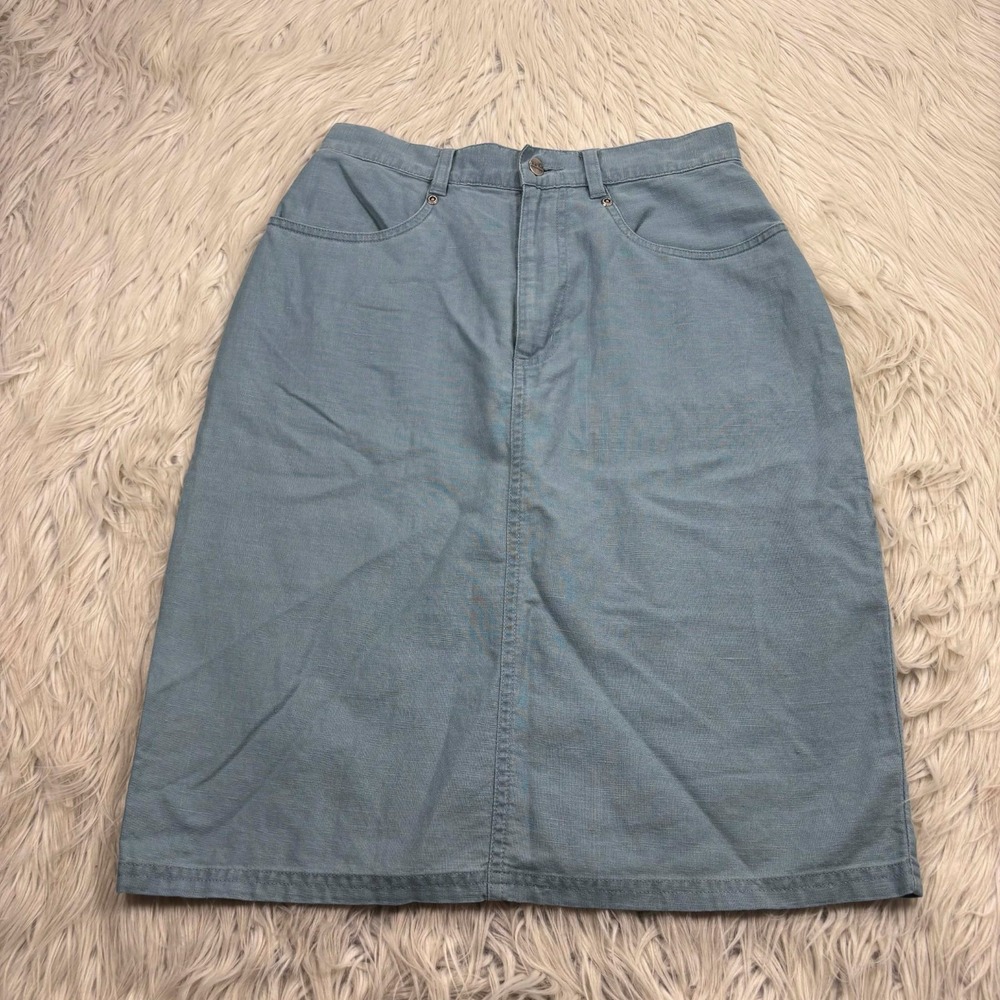 Vintage L.L. Bean Women's‎ 6 Green Linen Blend Pencil Skirt